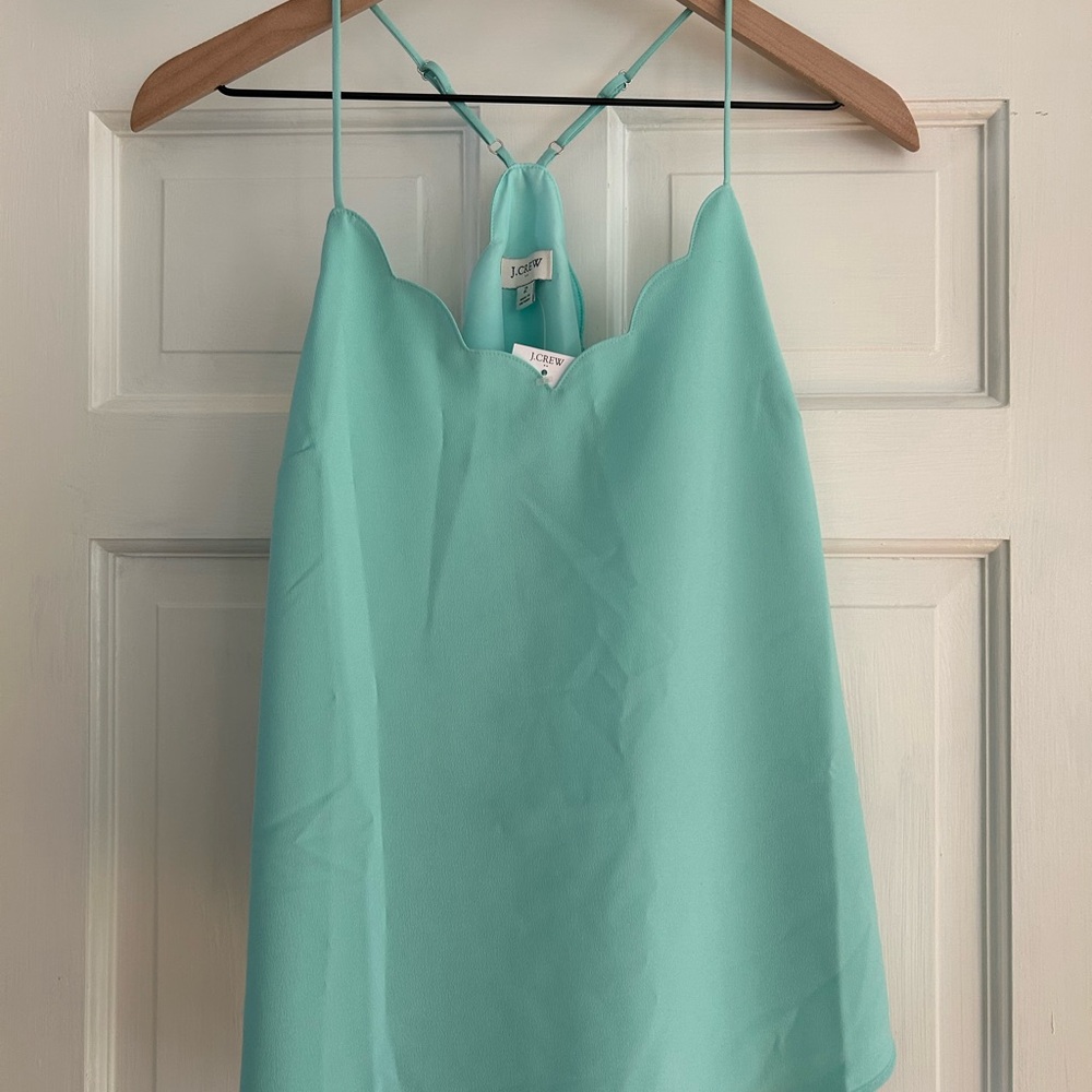 NWT J. Crew Turquoise Scalloped Camisole